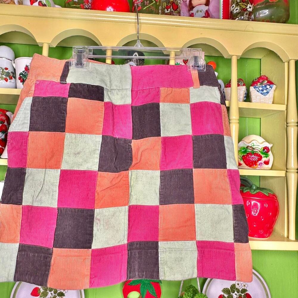 Vineyard Vines boho colorful corduroy orange checkered mini skirt!